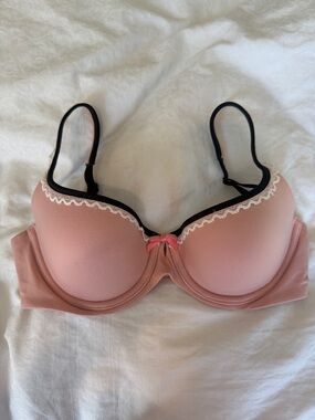 Victoria's Secret Body by Victoria Lightly Lined Pink Bra with Black Trim 34C